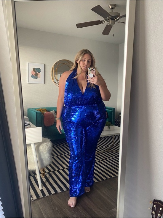 Nasty Gal Pants - Nasty Gal Royal Blue Open Back Sequin Jumpsuit